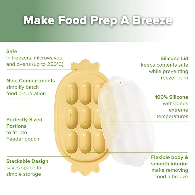 Haakaa Baby Popsicle Mold - Baby Food Maker & Breastmilk Teething Freezer Tray - BPA Free Silicone-Yellow