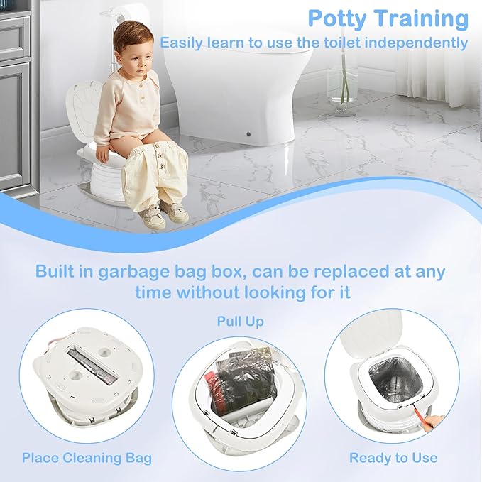 2025 Upgraded Portable Potty Training, Travel Potty for Toddler, portable toilet for kids Foldable, Apply to Seat Emergency Toilet for Camping, Outdoor,Car, Indoor(white Gray)