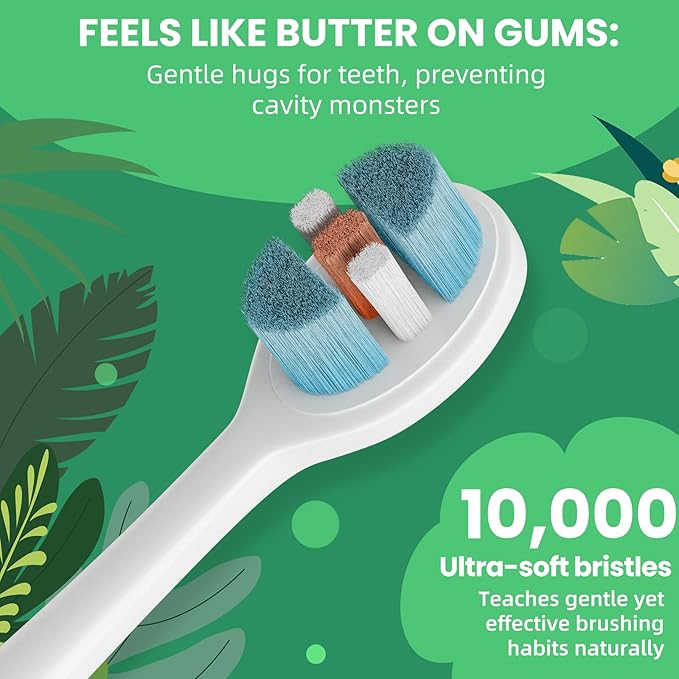 Kids Manual Toothbrush, Ultra-Soft Kids Toothbrush for Sensitive Teeth & Gums, Gentle Toddler & Children's Brush with 10000 Bristles Travel-Friendly Design for Ages 2-7 (Orange)