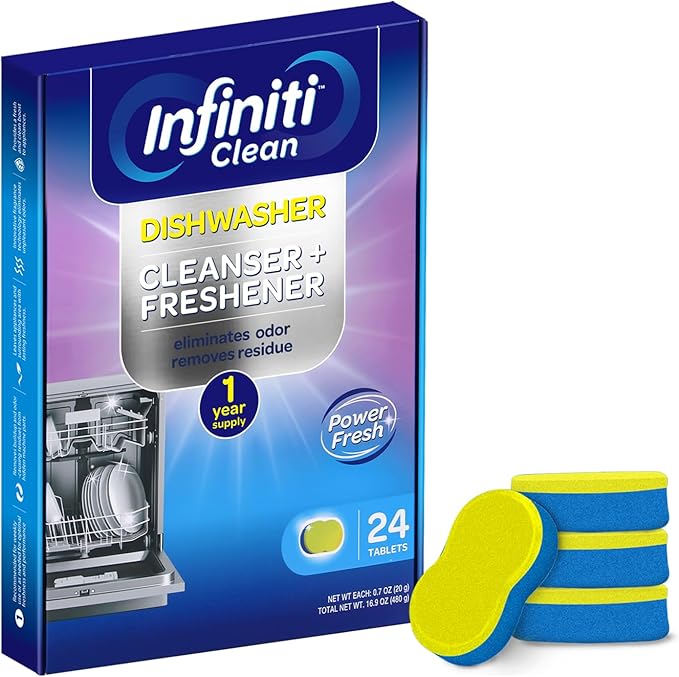 Dishwasher Cleaner and Deodorizer Tablets - Deep Clean Dishwasher Cleaner Tablets, Septic Safe, Natural Limescale Remover - Compatible with All Models (24 Pack)