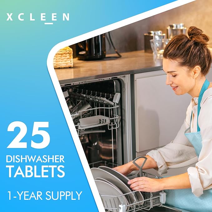 Dishwasher Cleaner and Deodorizer Tablet 25 Count, Deep Cleaning Tablet Helps Remove Limescale, Mineral Buildup and Odor, Formulated to Clean Inside all Machines