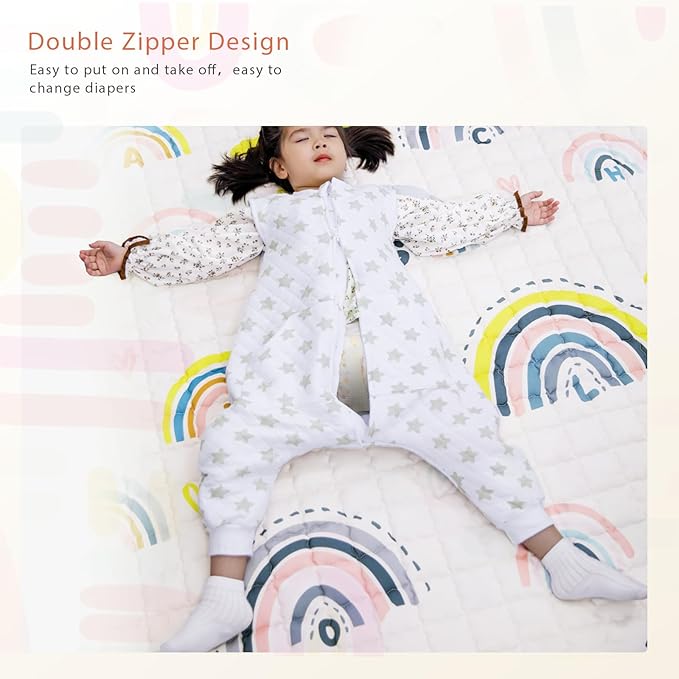 Baby Toddler Sleep Sack with Feet 2.5 TOG Winter, Wearable Blanket with Legs, Toddler Sleeping Sack Long Sleeve (Greystar, 12-24 Month)