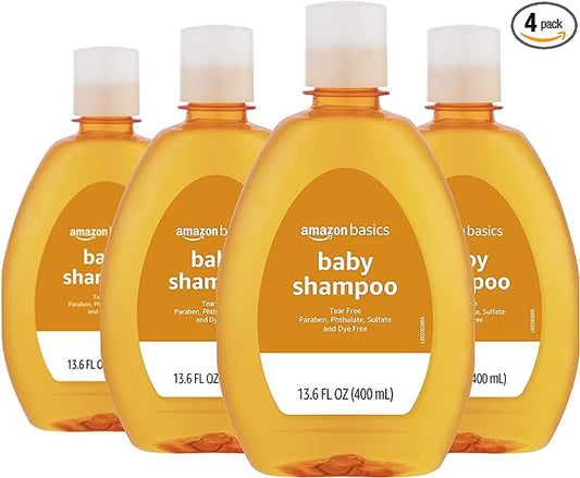 Amazon Basics Tear-Free Baby Shampoo, 13.6 Fluid Ounce, 4-Pack (Previously Solimo)