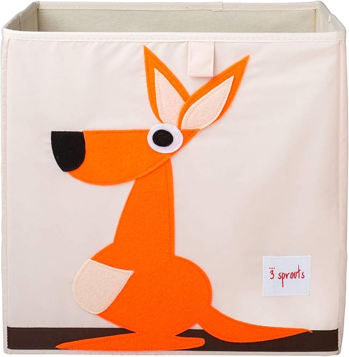 3 Sprouts Toy Storage Organizer: Toy Box Cube Organizer for Playroom, Nursery - Foldable Storage Bin - Kangaroo
