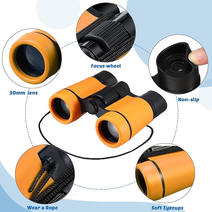 6 Pack Kids Binoculars Shock Proof Toy Binoculars Set for Age 3-12 Years Boys Girls Hunting Folding Small Telescope Birthday Gifts Bird Watching Educational Learning Camping Outdoor (Stylish Colors)
