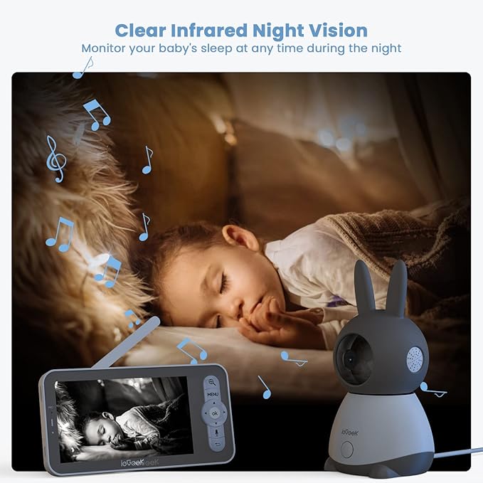 ieGeek 2K Split-Screen Baby Monitor, 5" Audio Baby Monitor with 2 Cameras, WiFi Smartphone Video Dual Camera, Night Vision, Motion & Cry Detection, Two Way Talk Temper &Humidity Sensor