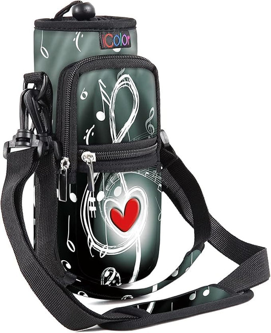 icolor Water Bottle Carrier Bag with Strap 25/32/40 oz Crossbody Bottle Holder with Phone Pocket Sling Sleeve Insulated Neoprene Water Bottle Pouch for Walking Travelling