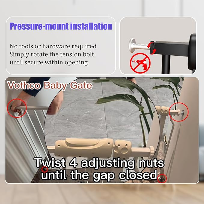 Baby Gates Extra Wide 71.5-76.4 Inch Large Baby Gates for Stairs Tension Pet Dog Gates Indoor for Doorways No Drilling Pressure Mounted Pet Gates for Kids