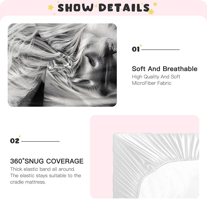 Highland Cow Crib Sheets for Boys and Girls, Fitted Baby Crib Sheets Soft and Breathable Mini Crib Sheets 39 X 27 Inches