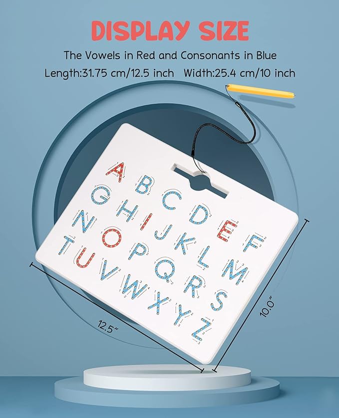 GAMENOTE Double Sided Magnetic Letter Board - 2 in 1 Alphabet Magnets Tracing Board for Toddlers ABC Letters Uppercase & Lowercase Practicing Learning Education Toys