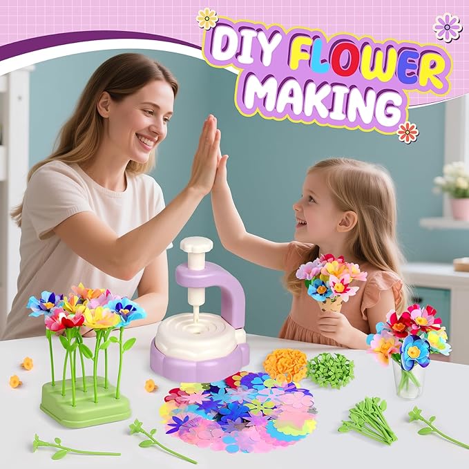 Hetbls Fabric Flower Bouquets Toys, Arts and Crafts Kits for Kids Age 3-12, Educational Gifts for 3 4 5 6 7 8 9 10 11 12 Year Old Toddler Girls, Great for B-Day Birthdays Activities Holidays Parties