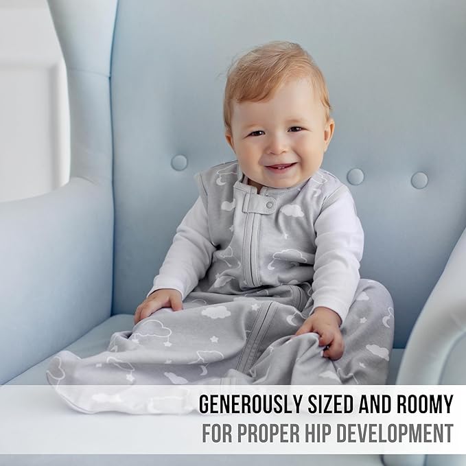 Baby Sleep Sack 1.0 TOG, Organic Cotton Baby Wearable Blanket with Two-Way Zipper, Swaddle Transition Baby Sleeping Bag, All-Season Sleep Sack for Newborn Infant Toddler Boy Girl, 2-Pack, 12-18 Month