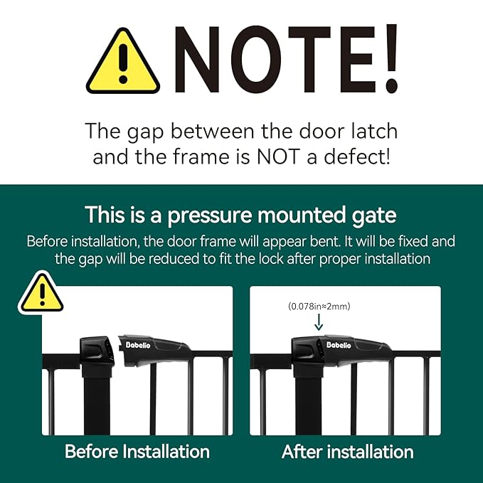 Babelio Baby Gate for Doorways and Stairs, 29-48" Auto Close Dog Gate, Easy-Install Pressure Mounted Satey Door, No Drilling Safety Gate for Child and Pets, 2 Pack, Black