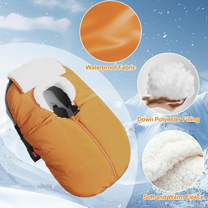 Fairy Baby Winter Car Seat Cover for Babies Carseat– Waterproof, Warm Car Seat Cover Baby – Universal Winter Cover for Back Seat, Infant Car Seat Cover (Brown)