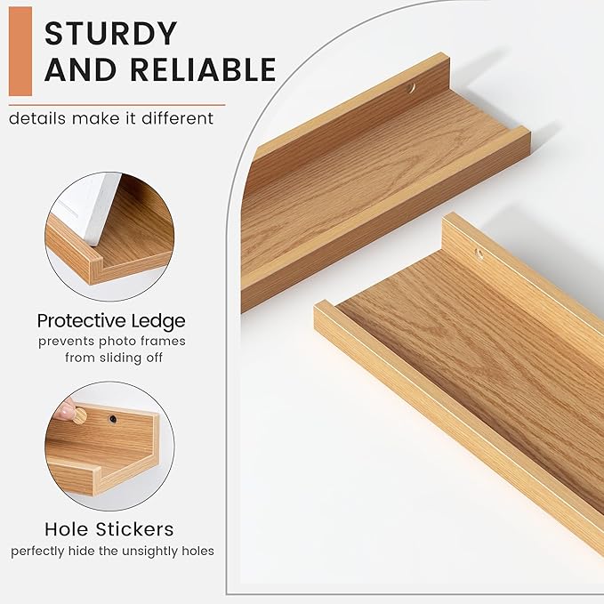 Floating Picture Ledge Shelves for Wall Set of 4, 56 Inch Wall Shelves with Lip Long Large Nursery Book Shelf for Toys Storage Kids Bookshelf Wall Mounted Living Room Bedroom Decor Frames