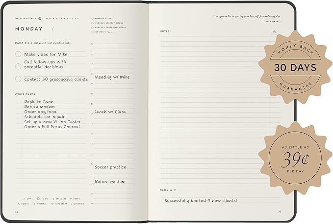 Full Focus Latte Linen Planner by Michael Hyatt - The #1 Daily Planner to Set Annual Goals, Increase Focus, Eliminate Overwhelm, and Achieve Your Biggest Goals - Hardcover