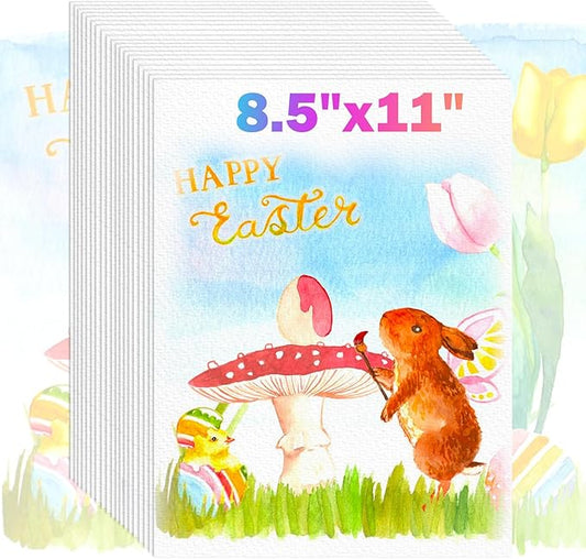 8.5"x11" Watercolor Paper, Easter Basket Stuffers, Valentine Gift Card, 140lb/300gsm Water Color Paper for Drawing, Coloring, Painting, Sketching, Crafting, Art Office School Supplies for Kids Adults