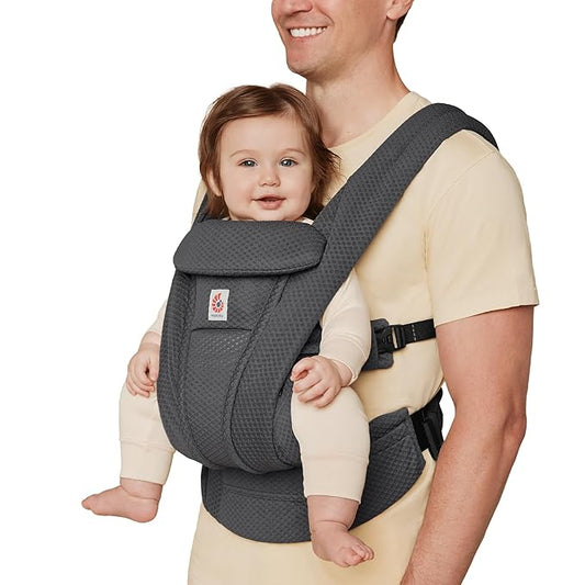 Ergobaby Omni Deluxe Baby Carrier Newborn to Toddler - Breathable Baby Carriers for Summer - All-Position Carrier with Enhanced Lumbar Support & Airflow (7-45 Pounds), Mesh, Graphite Grey