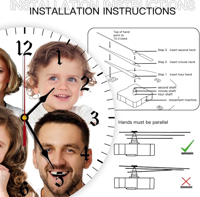 Generic Custom Wall Clock Personalized Clocks with Photo Text Logo Customize Gifts for Kitchen Bathroom Home Creative, 12inch-30cm