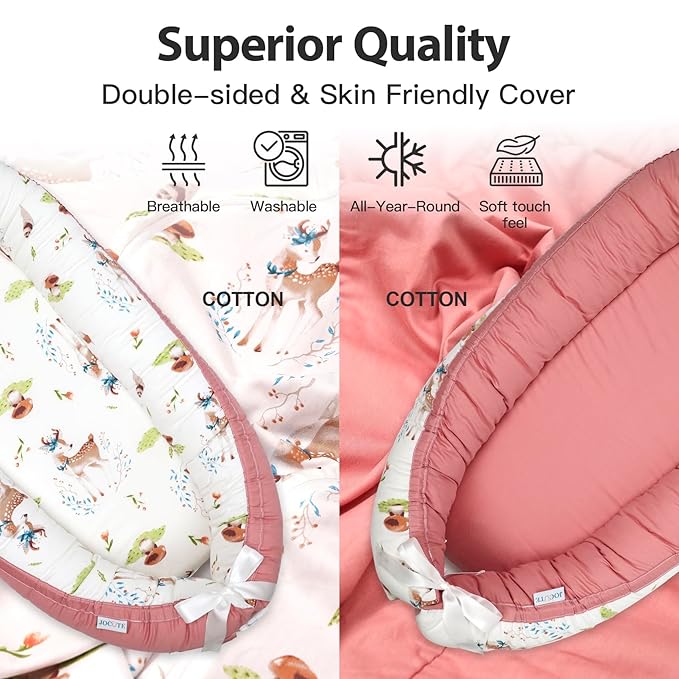 Baby Lounger | Organic Cotton Infant Lounger | Reversible, Adjustable & Portable Floor Lounger | Soft, Breathable, Washable Cover