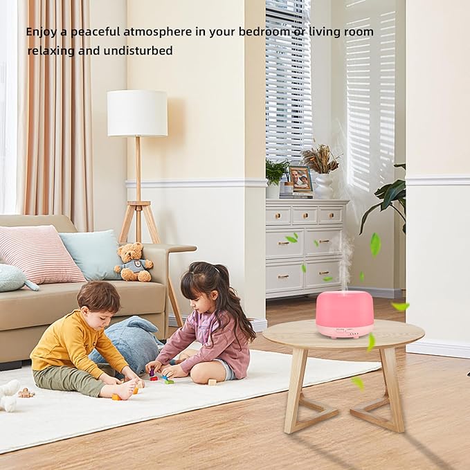 300ML Essential Oil Diffusesrs Remote Control, Aromatherapy Ultrasonic Diffuser, Cool Mist Aroma Humidfier Diffuser, 7 Color Changing LED Light, Auto-Off, Timer for Home, Room, Office, Kids.(Pink)