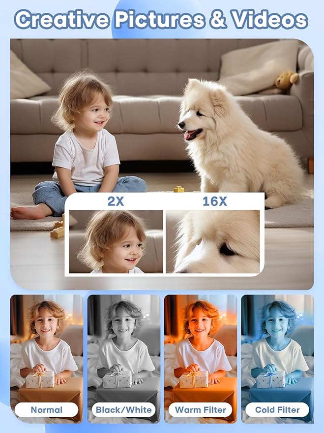 Digital Camera, 44MP Full HD 1080P Point and Shoot Camera with 64GB Card, Anti Shake 16X Zoom Compact Volg Cameras, Portable Small Camara Gift for Kids, Ages Teen Girl Boy - Green