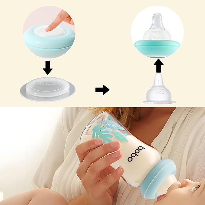 YOHKOH Glass Breast Milk Storage Bottles - 100% Leak-Proof, BPA-Free Breastmilk Storage Containers, Freezer & Dishwasher Safe, Ideal for Nursing Mothers (Blue, 5.4oz (Pack of 4))