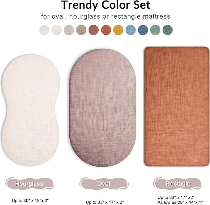 Bassinet Sheet for Baby Boy and Girl 2 Pack, Fitted Sheets for Rectangle, Oval, Hourglass Bassinet Mattress, Muslin Moses Basket Sheets with Neutral Style (Floral & Pink)