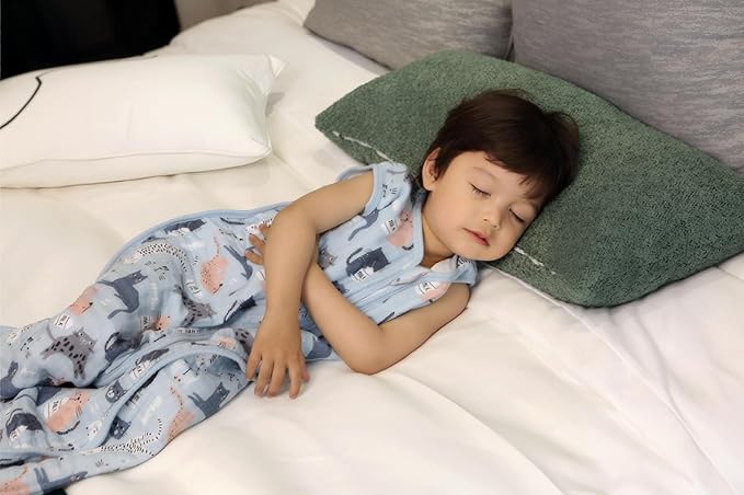 Baby Sleep Sack 2-4 T Baby Wearable Blanket 100% Organic Cotton 0.5 TOG Toddler Sleep Sacks 2- Way Zipper Soft 4 Layers 2T 3T 4T Kitten