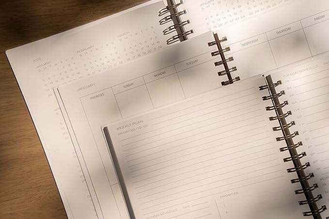 Anecdote Planner 2026 (8.5" x 10") Daily Planner Weekly Monthly Planner - 52 Weeks w/Library Buckram Cover, Brass Spiral - A4 Size Bleed-Resistant Paper – Ink Blue