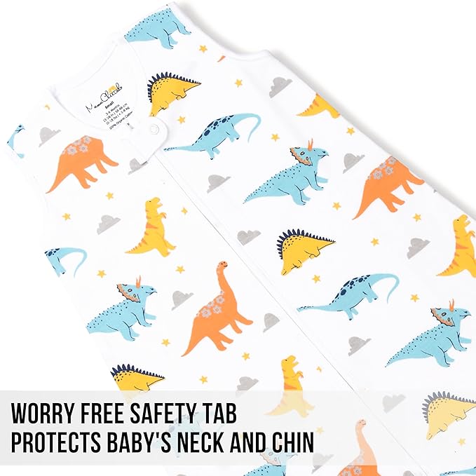 Baby Sleep Sack 1.0 TOG, Organic Cotton Baby Wearable Blanket with Two-Way Zipper, Swaddle Transition Baby Sleeping Bag, All-Season Sleep Sack for Newborn Infant Toddler Boy Girl, 6-12 Months, 1-Pack