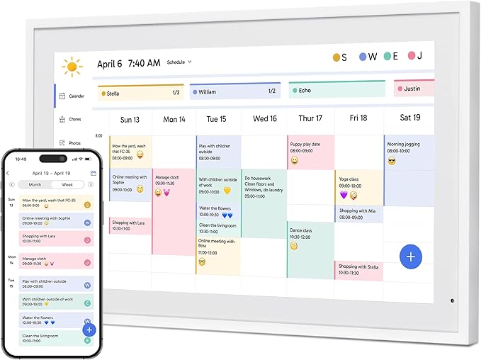 Dragon Touch 21.5 inch Digital Calendar Chore Chart – Interactive Touchscreen, Smart Family Planner, Hearth Display Desk Digital Calendar Seamless Scheduling