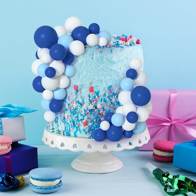 75 Pieces Cake Balls Topper Decorations Foam Cupcake Topper Mini Balloon Cake Topper Balls Cake Picks for Cake Deco Birthday Party Wedding（Royal Blue, Light Blue, White）