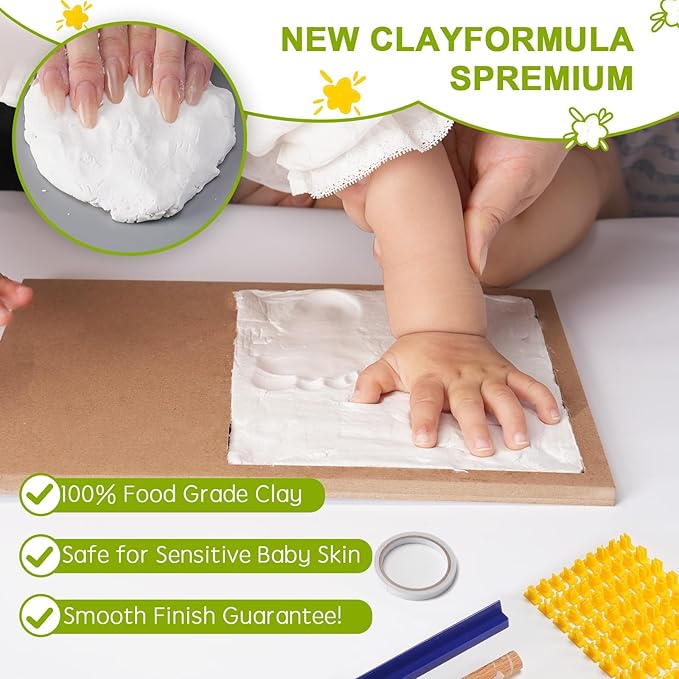 Baby Footprint and Handprint Clay Kit,Baby Hand and Footprint Kit,Clay Handprint Keepsake Frame,Newborn Keepsake Frame,Newborn Essentials Must Haves(black)