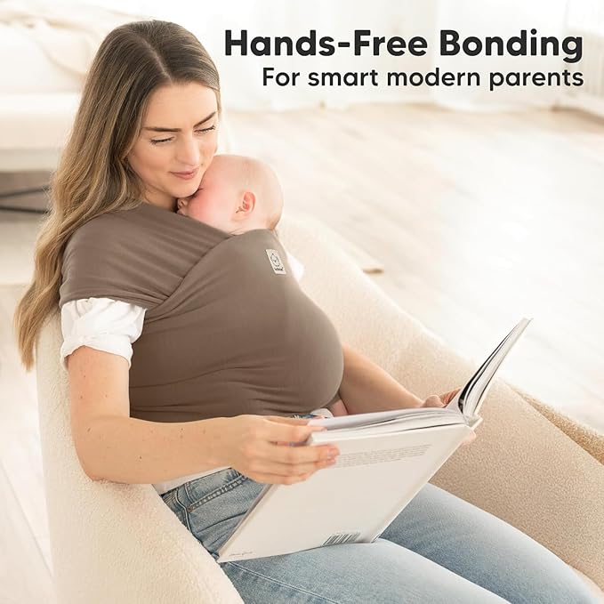 KeaBabies Baby Wrap Carrier - All in 1 Original Baby Carrier Newborn to Toddler Sling, Easy to Wear, Hands Free Bonding, Lightweight, Breathable Infant Wraps (Saddle Brown)