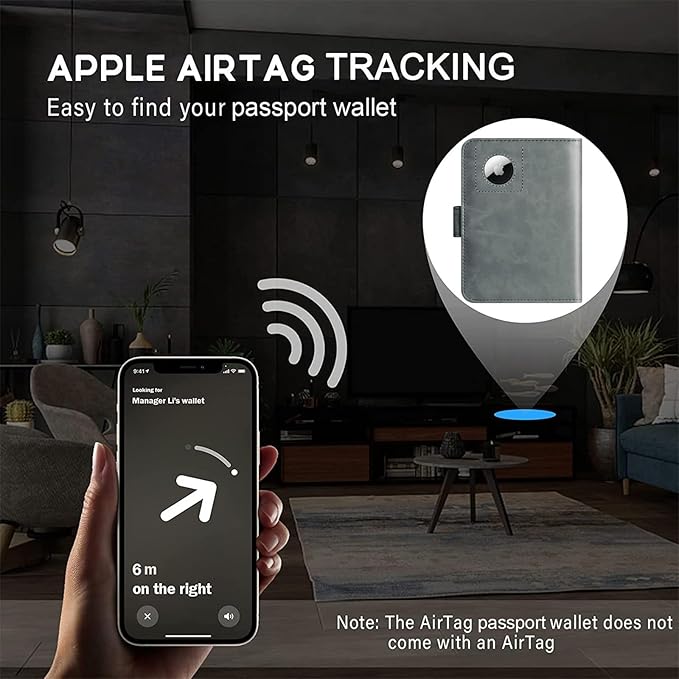 Airtag Passport Holder Cover Wallet Travel Essentials Leather Rfid Blocking Case Vacation Luggage Must Haves Travel Accessories for Men Women (117#Grey)
