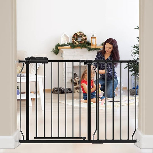 HOOEN Wide Baby Gates for Doorway Stairs 30" Tall 43.5 to 48 Inch Wide Indoor Child Gate for Kid or Pet Dogs Walk Through Pressure Mounted Baby Dog Gate