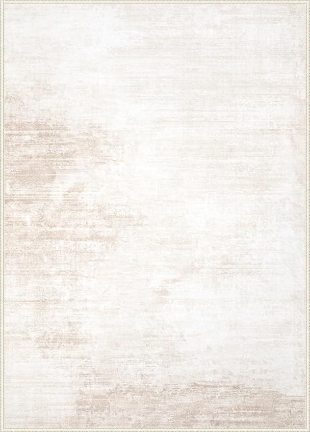 Area Rugs 5x7 Living Room: Washable Rug Modern Abstract Large Rug Soft Non Slip Neutral Rug Stain Resistant Indoor Carpet for Bedroom Kitchen Dining Room Table Nursery Home Office Rugs(Beige,5'x7')
