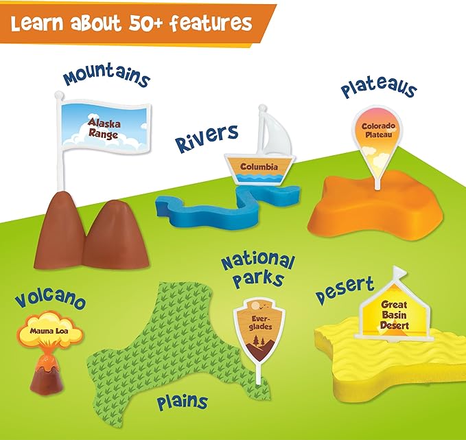 Imagimake Mapology Physical Features USA Puzzle | Mountains, National Parks, Rivers & Lakes 3D Puzzle Toys for Ages 8-13 | Educational Toys | Classroom Must-Haves | Back to School Gifts for Kids 6-12