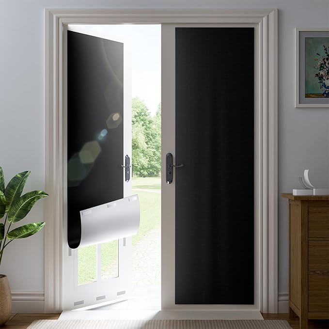 33" W x 72" L 100% Portable Blackout Curtains, Total Darkness No-Drill Black Out Window Cover,Temporary Blackout Shades with Hook & Loop Tape, for Bedroom, Nursery, Dorm, Travel (Black)