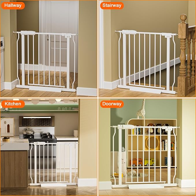 HOOEN Wide Baby Gates for Doorway Stairs Indoor Child Gate for Kid or Pet Dogs Walk Through Pressure Mounted Baby Gate 43.5-48 Inch Wide