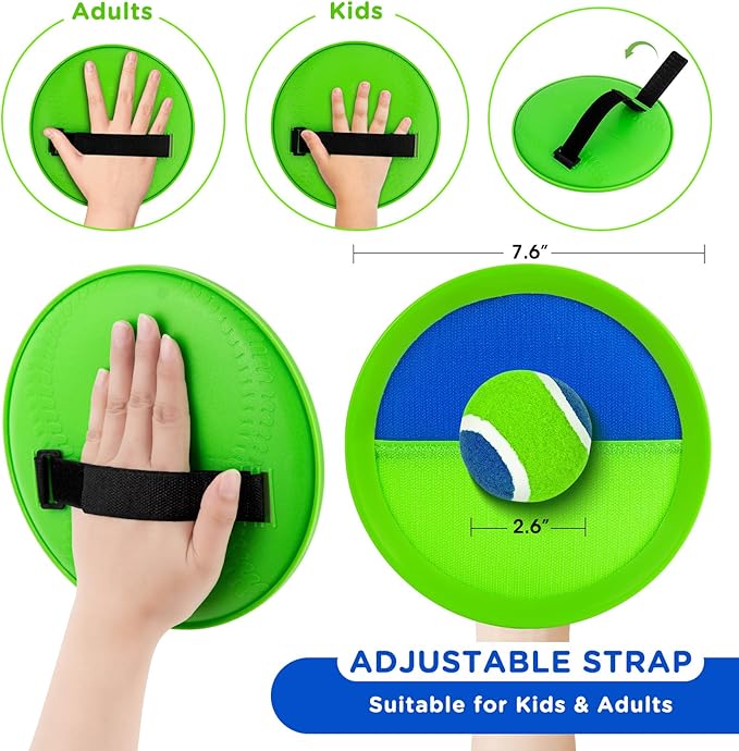 Ayeboovi Toss and Catch Ball Set Outdoor Yard Beach Pool Toys Games for Kids Family Sports 8 Paddles 4 Balls for Toddlers Boys Girls Ages 3-12 Boys Girls Birthday Gift