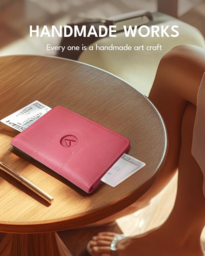 ALLIVE Genuine Leather Passport Holder with Airtag, Travel Must Haves Airport Essentials, Case Travel Gifts