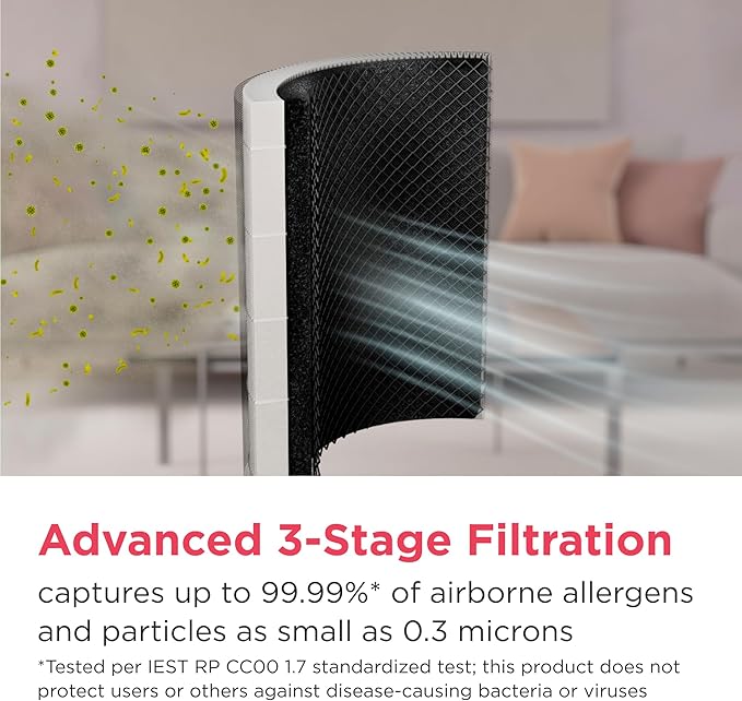 Frigidaire PureA300 HEPA Air Purifier for Small Bedrooms, Covers up to 850 Sq. Ft., 3-Stage Filtration, Energy Star Certification, Air Quality Monitoring, Smart Mode, Ultra Quiet, White