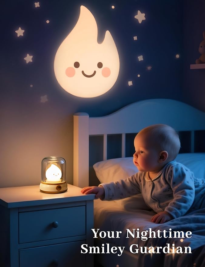 Cute Campfire Lamp, Portable LED Camping Lantern, Rechargeable, Dimming, Candle Lights & Night Light 2 Mode, Table Bedside Lamps, Nightlight for Kids Room, Halloween Decor