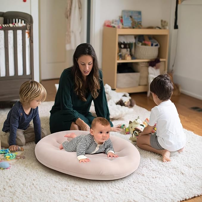 Baby Lounger for Newborn: Portable & Lightweight Pillow for Tummy Time Playtime & Diaper Changes - Skin-Friendly & Breathable for 0-12 Month Supervised Use