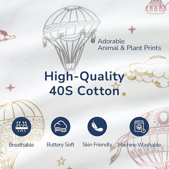 Baby Sleep Sack 18-24 Months, Cotton Detachable Long Sleeve Sleep Sack, 2.5 Tog Toddler Sleeping Sack with Temperature Strips, 2-Way Zipper Wearable Blankets for Newborns, Hot Air Balloon