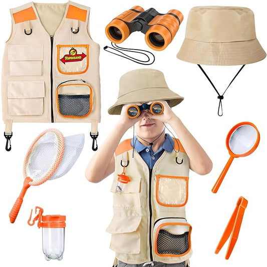 Kids Explorer Kit & Bug Catcher Kit, Kids Camping Gear for Kids, Outdoor Exploration Set with Vest & Hat, Ideal Outdoor Camping Adventure Toys for Ages 3 4 5 6 7 8 Boys Girls