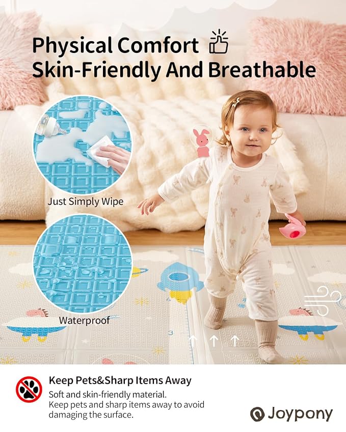Baby Play Mat,79"X71"X0.6"Extra Large Thick Reversible Foldable Play Mats for Babies and Toddlers,Waterproof Anti-Slip Portable Baby Floor Mat for Tummy Time,Baby Mat for Floor with Travel Bag