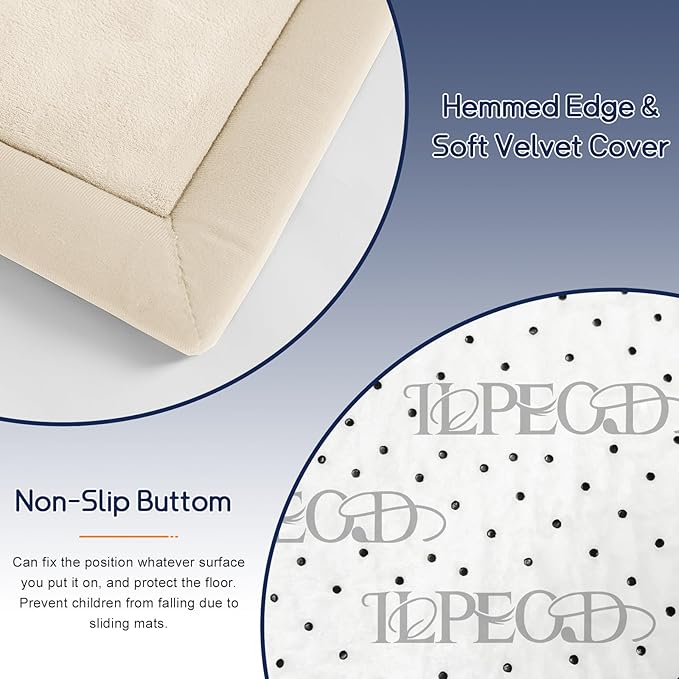 Baby Play Mat for Floor Tummy Time Mat Nursery Rug Muscle Area Rug Playroom Tatami 79"x138" Memory Foam 1.3" Thick Crawling For Babies,Toddlers, Infants, Kids,Floor(Beige)